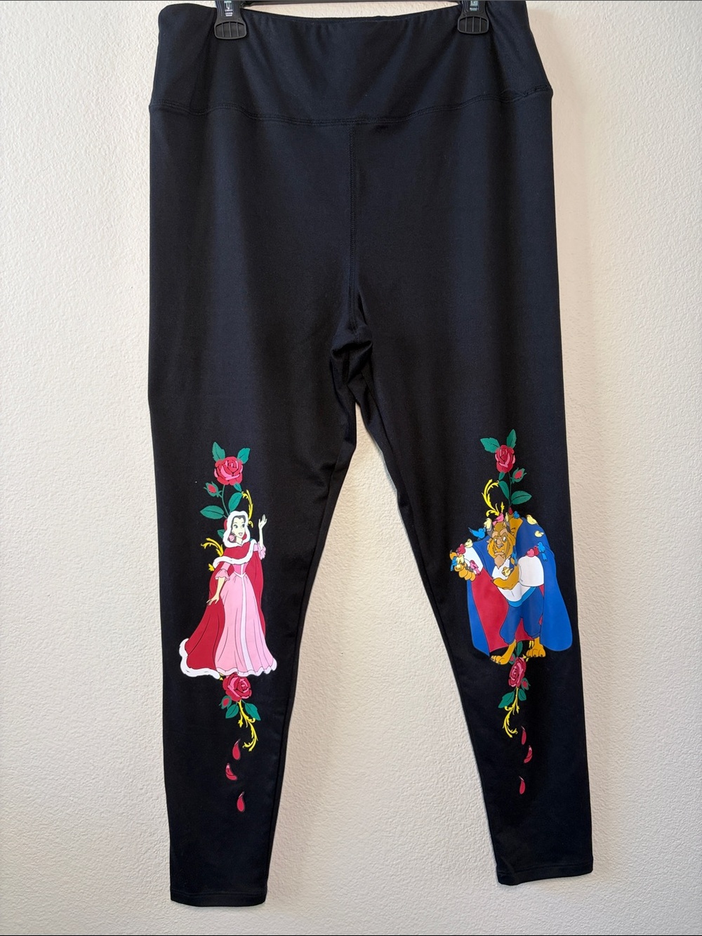 Disney Black Leggings with Princess & Beast Character Panels